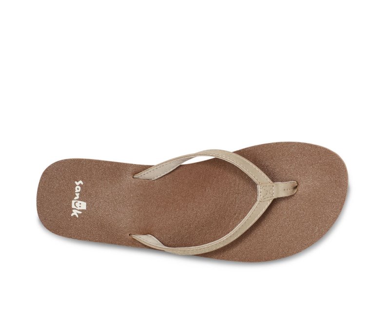 Sanuk Yoga Joy Shimmer Women's Flip Flops Brown | Canada 107PJJ